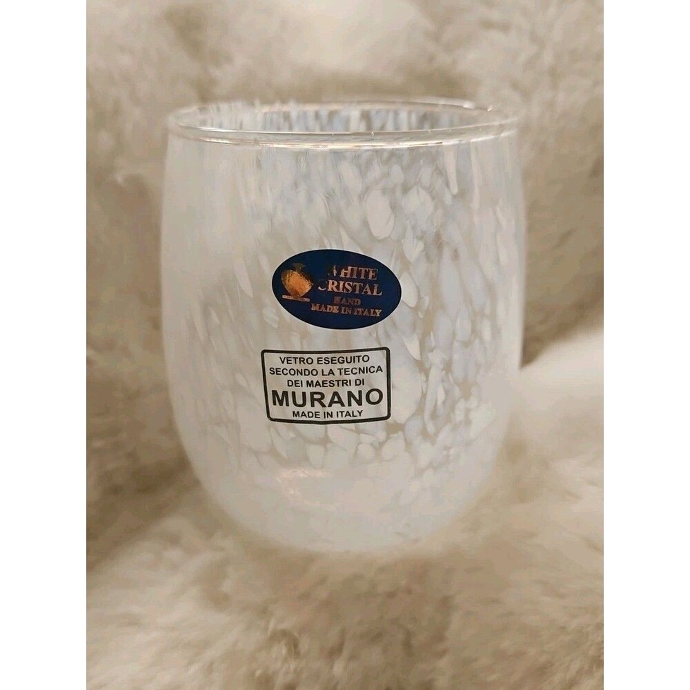 MURANO White Crystal Confetti Stemless Wine Glass Italy